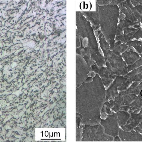 Microstructure Of Experimental Steel A Optical Micrograph And B Sem