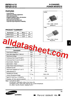 IRFU010 Datasheet PDF Samsung Semiconductor