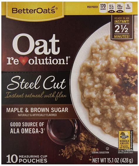 Better Oats Steel Cut Maple Brown Sugar Instant Oatmeal With Flax 151