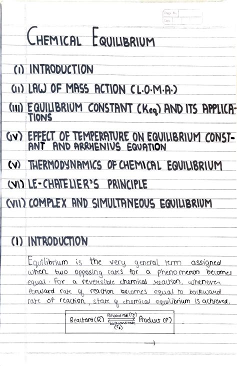 Solution Chemical Equilibrium Notes Studypool