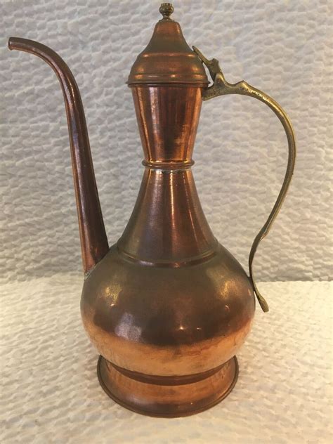 Antique Turkish Copper Wine Water Ewer Dallah Coffee Pot Turkish