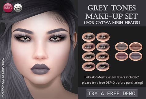 Second Life Marketplace Izzies Grey Tones Make Up Set Catwa