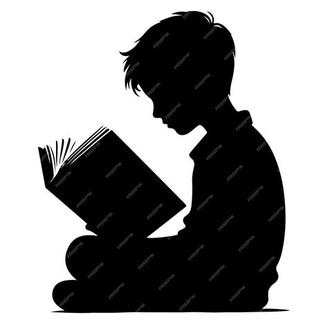 Premium Vector Vector A Child Reading Book Vector Silhouette Vector