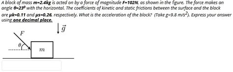 Solved Block Of Mass M Akg Acted On By Force Of Mognitude F N