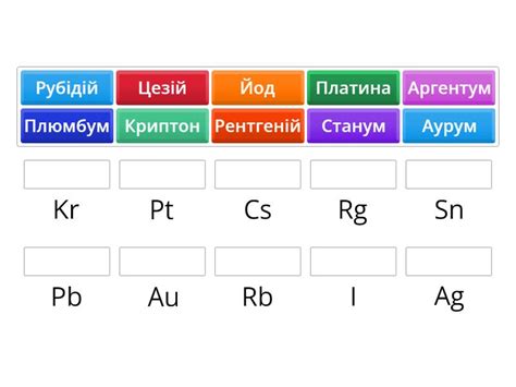 Xімічні елементи (поєднайте назви елементів з символами, усно знайдіть ...