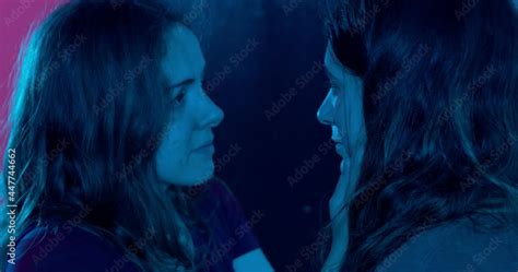 tenderness after a quarrel young lesbian caresses and hugs her partner vídeo do Stock Adobe Stock