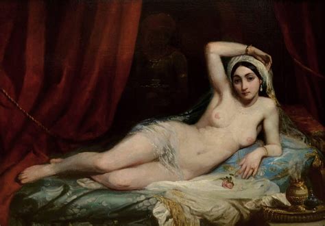 Adrien Henri Tanoux Une Odalisque 19th Century French Orientalist Nude Oil Painting Harem