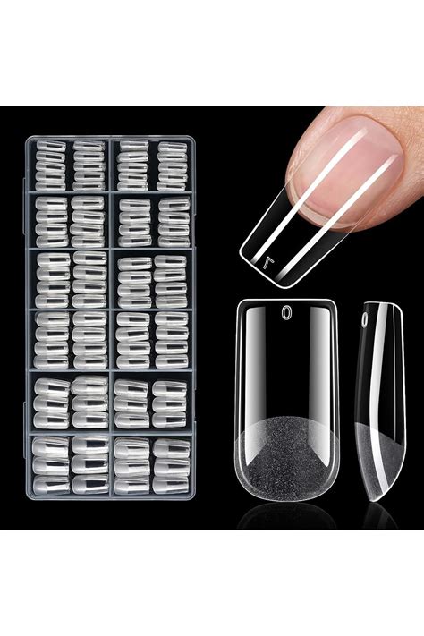 Tomicca Soft Gel Nail Tips 504pcs Medium Square Half Matte Nails Full