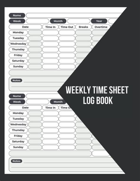 Buy Weekly Time Sheet Log Book Work Hours Log Including Overtime