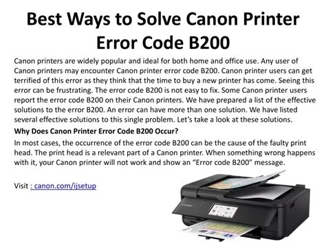 Ppt Best Ways To Solve Canon Printer Error Code B200 Powerpoint