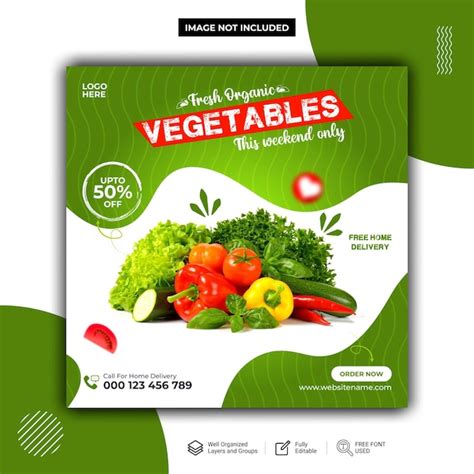 Premium Vector Fresh And Organic Vegetables And Social Media Post