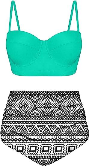 Angerella Conjunto De Bikini Retro Vintage Con Aros De Cintura Alta Para Mujer Amazon Es Moda