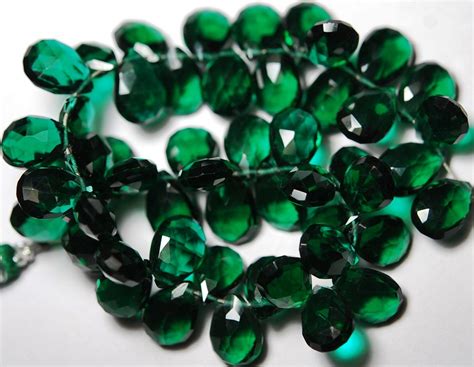 8 Inch Strand Green Hydro Quartz Side Drilled Faceted Pear Etsy