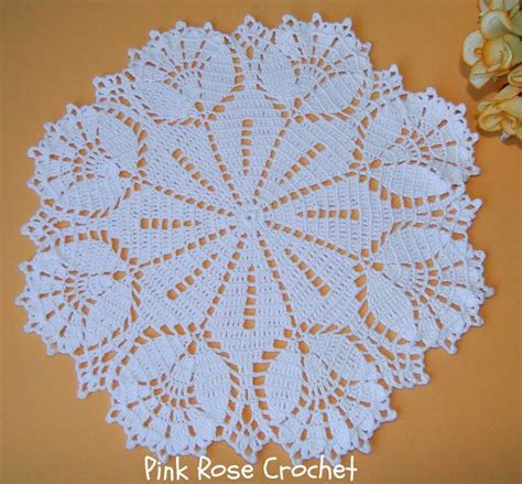 Pink Rose Crochet Centrinho Branco Flor Bouquet Doily Padr Es Doily