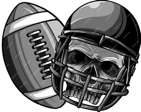 Premium Vector Monochrome Rugby Skull In Vector Illustration