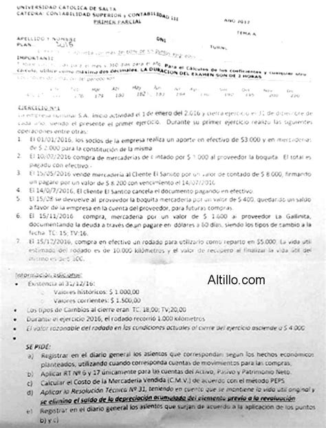 1º Parcial A Contabilidad Iii 2017 Ucasal