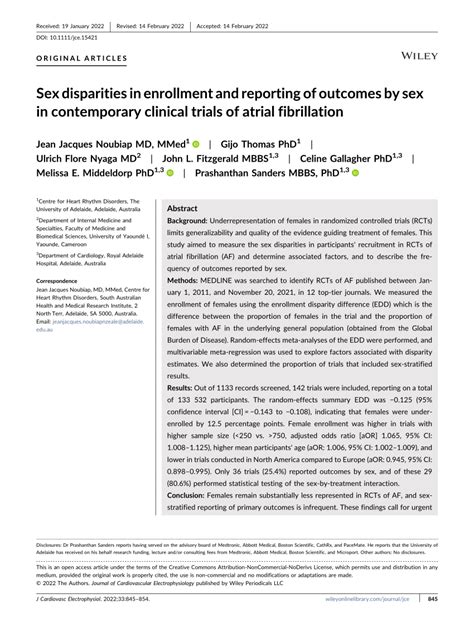 Pdf Sex Disparities In Enrolment And Reporting Of Outcomes By Sex In