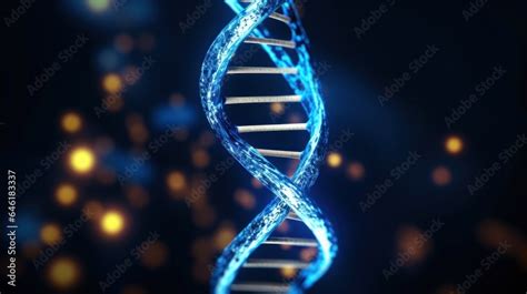 Dna Gene Helix Spiral D Loop Chromosome Molecule Cell Of Blue Light