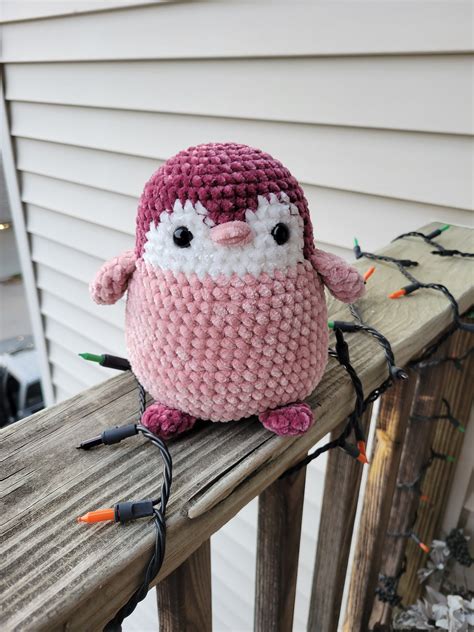 Crochet Chunky Penguin Plushie Soft Velvet Plush Handmade Etsy