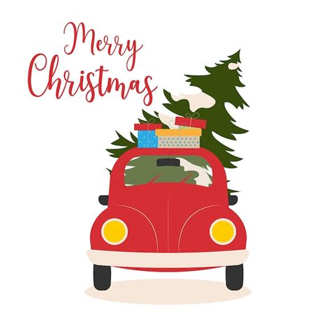 Premium Vector Merry Christmas Car