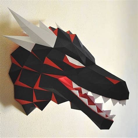 Dragon Head Wall Decor Low Poly Pdf Template Artofit