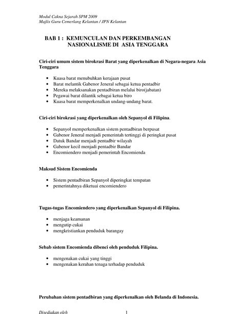 Nota Sejarah Tingkatan Kssm Bab Sejarah Bab T Kssm