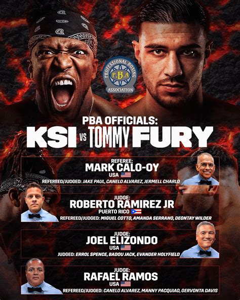 The officials for the KSI vs Tommy Fury bout have been revealed by the ...