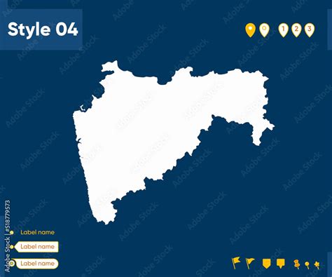 Maharashtra India Map Isolated On Blue Background Outline Map
