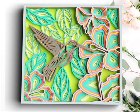 3d Hummingbird Svg Dxf 9 Layer Flower Svg 3d Mandala Svg Etsy