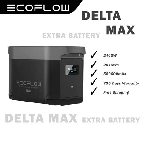 Ecoflow Delta Max Extra Battery Only Portable Power Station 2016wh Fast Charging Extra Battery