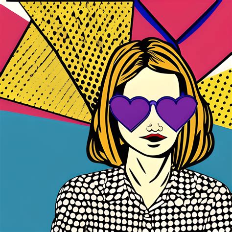 Geometric Pop Art Girl With Heart Glasses · Creative Fabrica