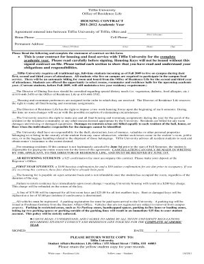 Fillable Online Tiffin Two Part Housing Contract Tiffin University