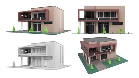 3D Model Low Poly Modern House Pack 20 Houses Low Poly VR AR Low