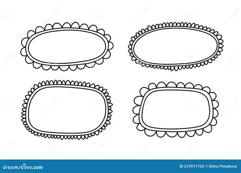 Doodle Oval And Square Scalloped Frames Hand Drawn Scalloped Edge