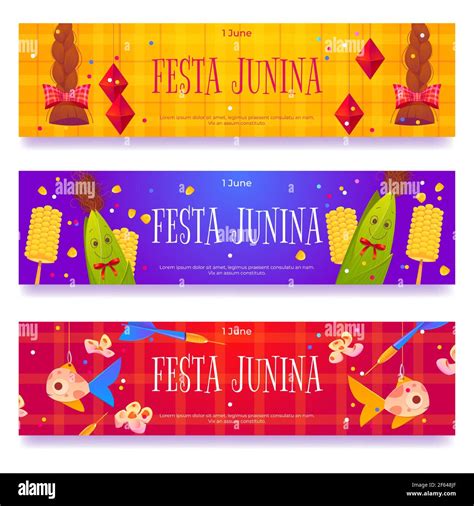 Festa Junina Banners Isolated On White Background Vector Set Of