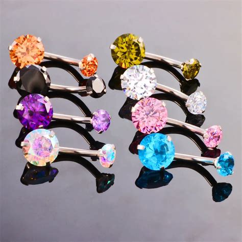 Surgical Steel Crystal Zircon Body Jewelry Belly Button Rings Piercing