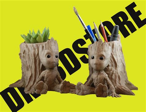 3d Stl Baby Groot Pencil Holder Pcs Model Etsy