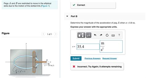 Solved Pegs A And B Are Restricted To Move In The Elliptical Chegg