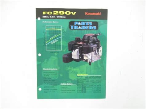 Genuine Kawasaki Engines Sales Specification Sheet Fc290v Air Cooled Gas Engine Ebay