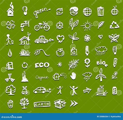 Iconos De La Ecología Para Su Diseño Ilustración Del Vector Ilustración De Bicicleta Flor