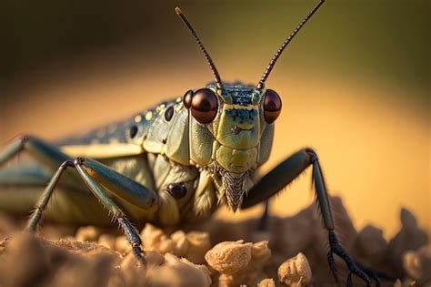 Premium Photo A Close Up Of A Grasshopper In The Wild Macro Generative Ai