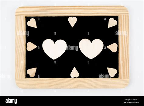 Vintage Chalkboard With Wooden Frame Isolated On White Craft Heart