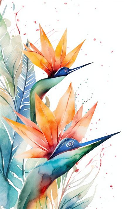 Premium Photo | Watercolor painting of birds on a background of leaves ...