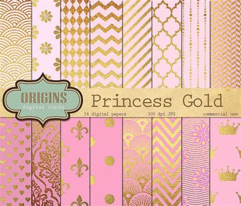 Pink And Gold Princess Digital Paper Seamless Pink And Gold Digital