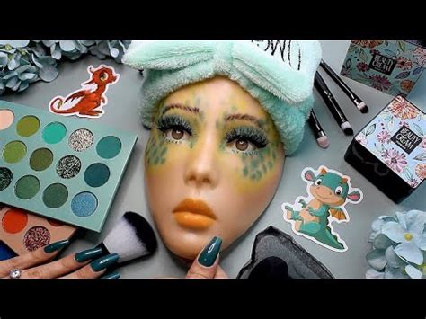 ASMR RELAXING GREEN DRAGON MAKEUP On Mannequin Head ASMR Makeup No