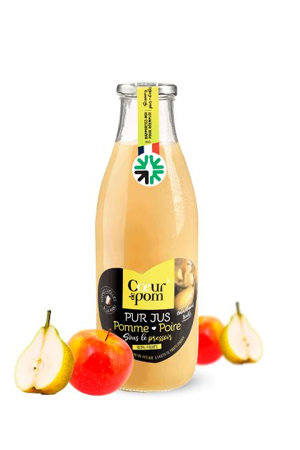 Pur jus Pomme Poire consigné Jus de Fruits Naturels Coeur de pom