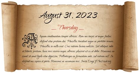 What Day Of The Week Was August 31 2023