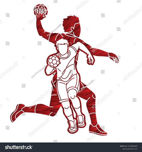 Group Handball Sport Male Player Action Stock Vector Royalty Free