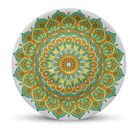 Mandala Verde Prato Decorativo Pratos Na Parede