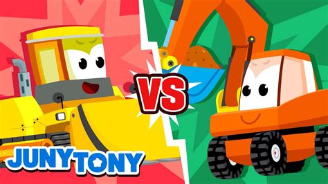 Bulldozer Vs Excavator Heavy Equipment Song Construction Vehicles